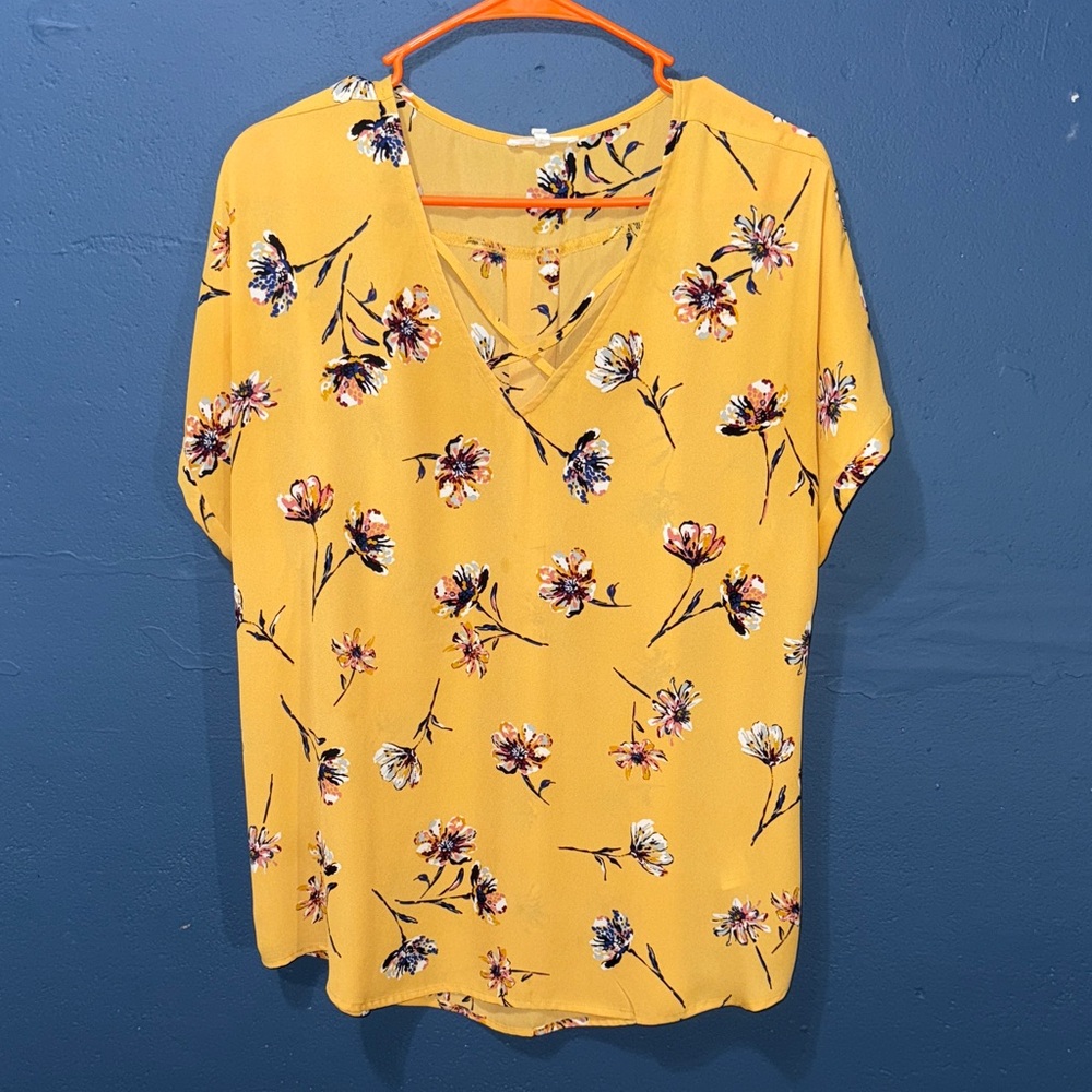 Maurices Yellow Floral Blouse